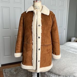 Kailani Faux Suede Sherpa Coat Jacket Anthropologie